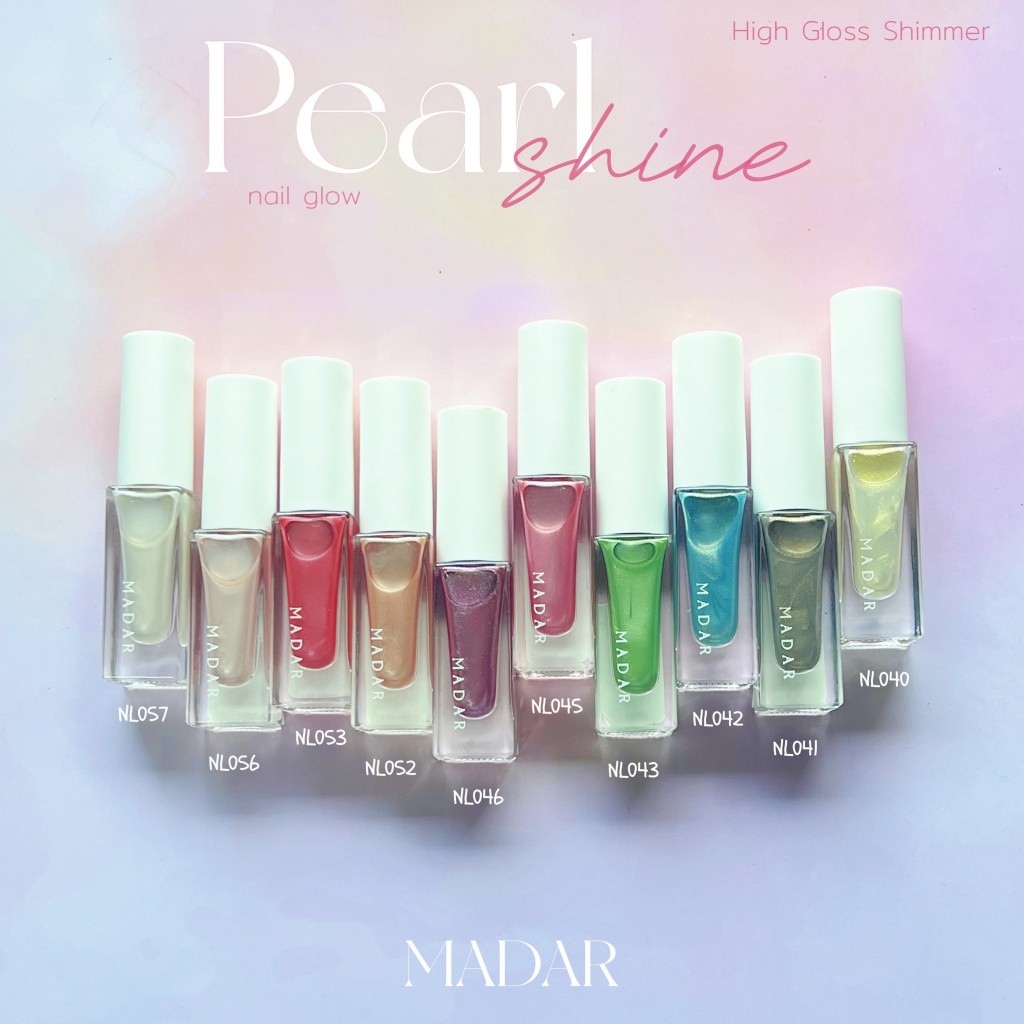 Madar ยาทาเล็บ Pearl Shine สีมุกชิมเมอร์ สีเจลไม่ต้องอบ High Gloss ขนาด 7 ML.