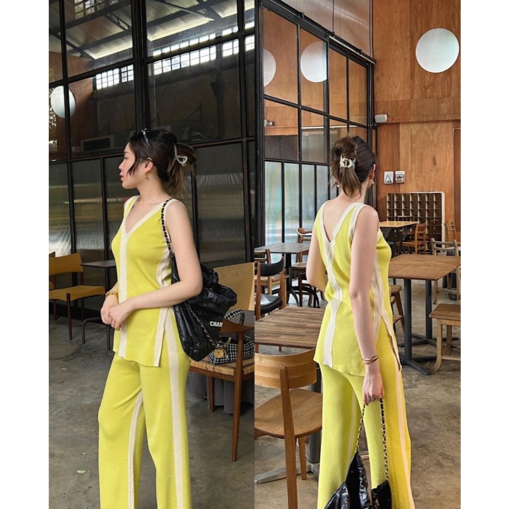 tshopofficial Twotone knitted set