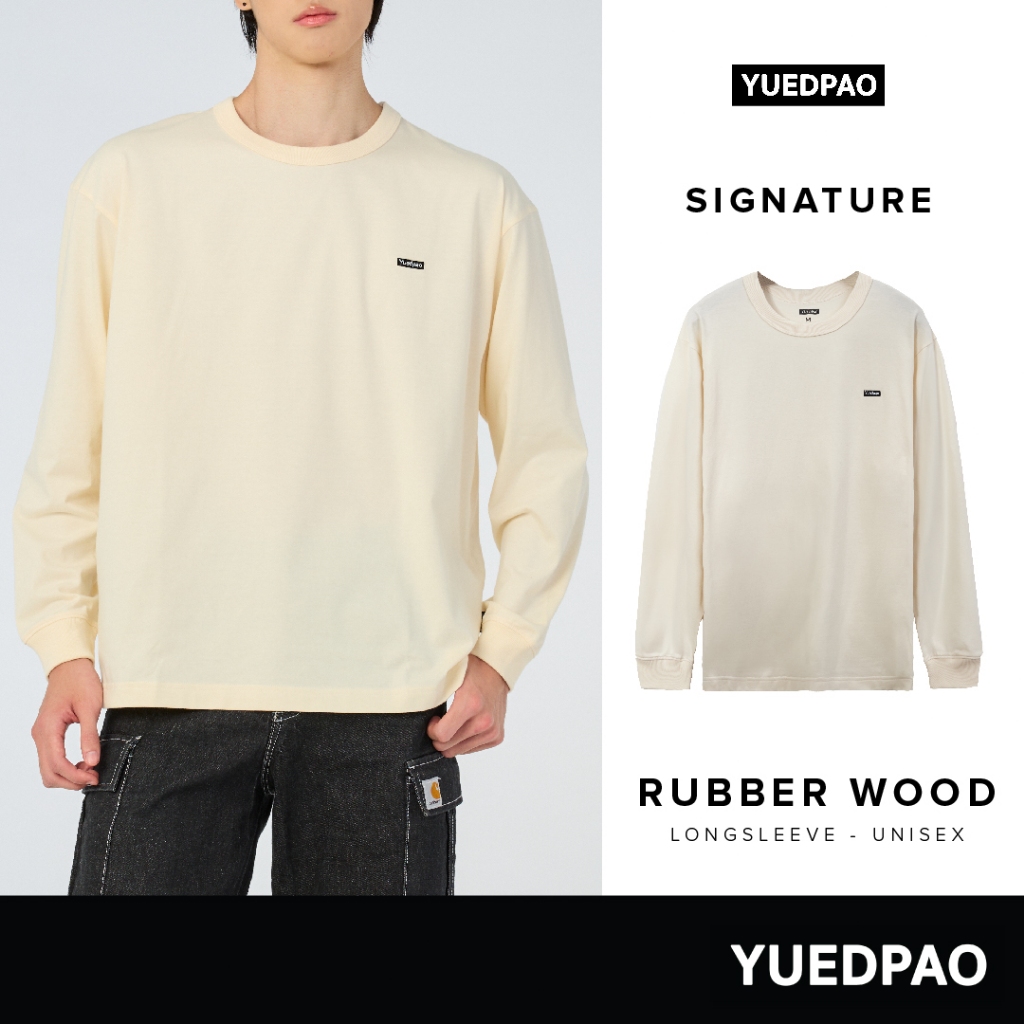 Yuedpao Signature Longsleeve Summer ผ้าหนาทรงสวย ยับยากรีดง่าย เสื้อยืดเปล่าแขนยาว สี Rubber Wood