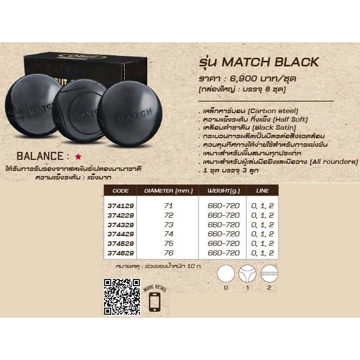 ลูกเปตอง OBUT MATCH BLACK 374129, 374229, 374329, 374429, 374529, 374629