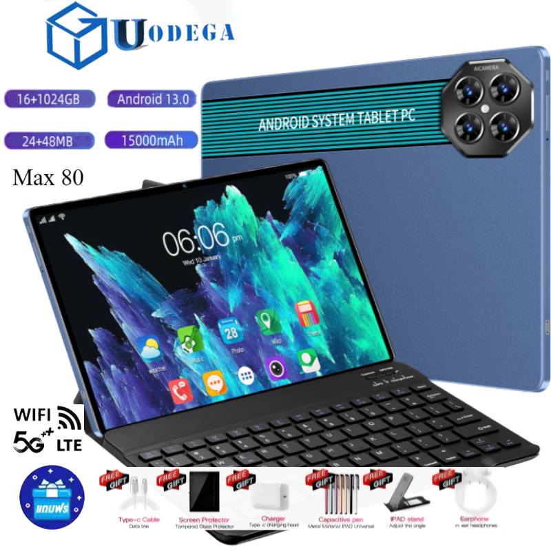 ซื้อ 1 แถม 6 Max 80 แท็บเล็ตหน้าจอ 12 นิ้ว Full HD Android13 รองรับ 2 ซิมการ์ด แท็บเล็ตเล่นเกมที่รันเร็ว 16GB+1TB COD