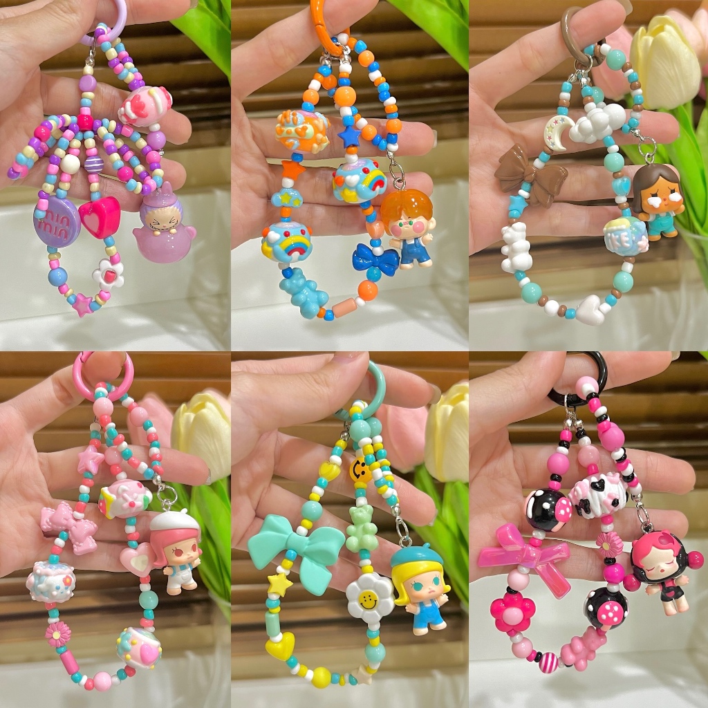 พวงกุญแจ pop bean gimme a hug งาน diy ลูกปัดน่ารักๆของ pukpik.store แถมแผ่นคล้องโทรศัพท์แบบใส