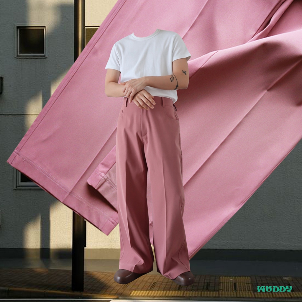 JAMANBKK / MUDDY PANTS / กางเกงขากระบอกตรง กว้าง ผ้า Cotton Spandex