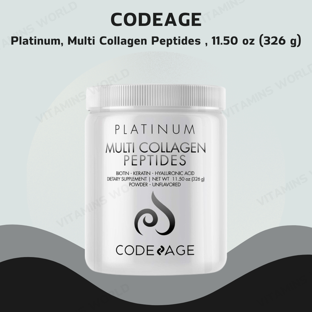 Codeage, Platinum, Multi Collagen Peptides Powder, Biotin, Keratin, Hyaluronic Acid, Unflavored, 11.