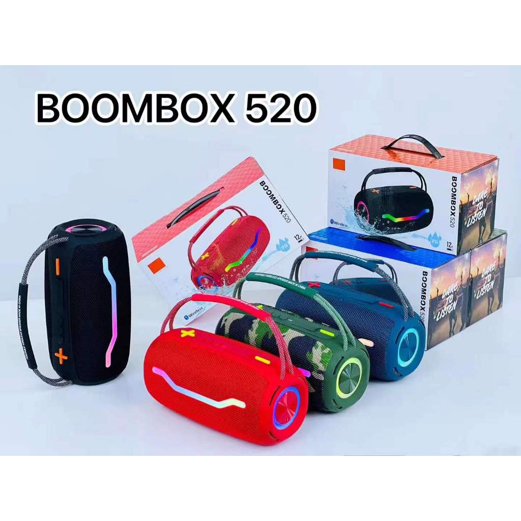 ลำโพงบลูทูธรุ่นใหม่BOOMBOX 520ลำโพงบลูทูธเบสหนัก  ลำโพงเสียงดีwireless speaker กันน้ำ เบสแน่น