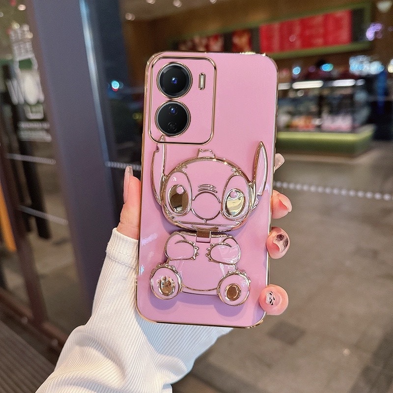 เคส สำหรับรุ่น Xiaomi Redmi 13C Poco C65 สติช กระจกขาตั้งหมุนได้ 360 องศา ฝาหลังแบบนิ่ม น่ารัก