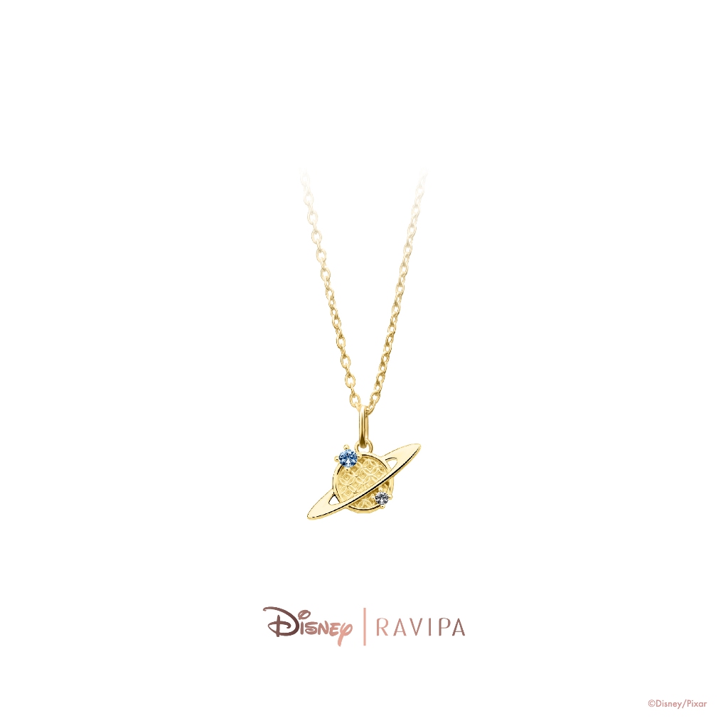 Ravipa | Gold Pizza Planet Necklace (Arctic CZ Diamond)