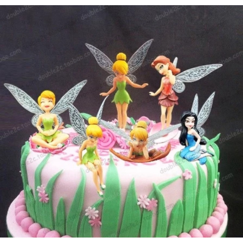 6 ชิ้น / เซตตกแต่งเค้กTinkerBell Topper ตกแต่งนางฟ้าของเล่น Toppers พร้อมส่ง