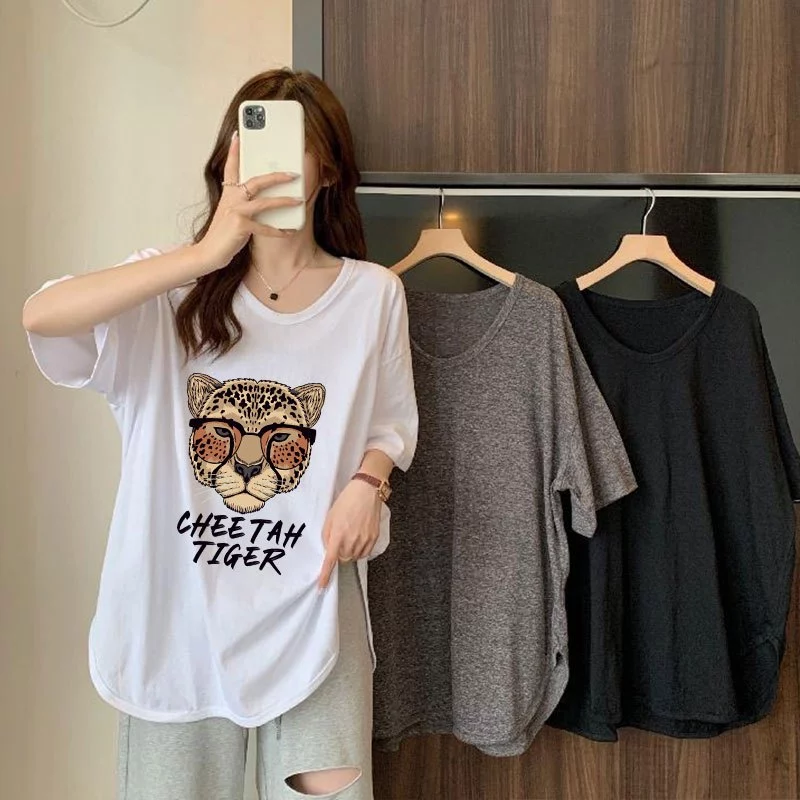 เสื้อยืดสาวอวบอ้วนไซส์ใหญ่ oversize เสื้อผ้าแฟชั่นฤดูร้อนมาใหม่ เสื้อโอเวอร์ไซส์ผู้หญิงสวยๆ ทรงหลวมสไตล์เกาหลีน่ารัก thumbnail 10