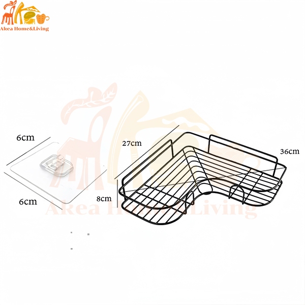 Akea 🎈เหล็กเสริมหน้า🎈ชั้นวางของในห้องน้ำ กันน้ำ ชั้นวางติดผนัง ไม่ต้องเจาะรู ที่ตั้งวางของ ที่วางของเข้ามุม - รูปที่ 7
