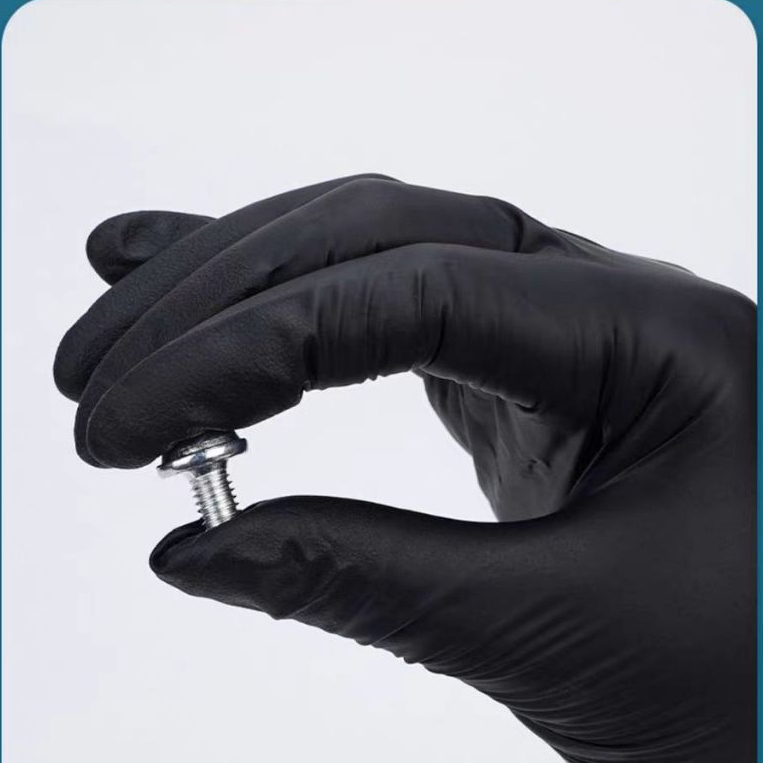 ถุงมือยาง BLACK ถุงมือยางไนไตร สีดำ ไม่มีแป้ง ถุงมือยางไนไตรสีดำ 100 ชิ้น - รูปที่ 2