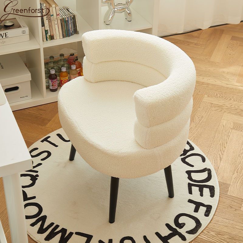 Greenforst โซฟามินิมอล 1ที่นั่ง ผ้าขนแกะ เก้าอี้แต่งหน้าเก้าอี้ห้องรับแขก เบาะหนานุ่ม ทันสมัย รุ่น 2208