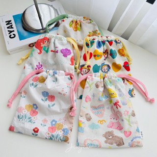 Jiwjiew I ถุงผ้าหูรูด กระเป๋าผ้าหูรูด (มีซับใน) จัดระเบียบกร…