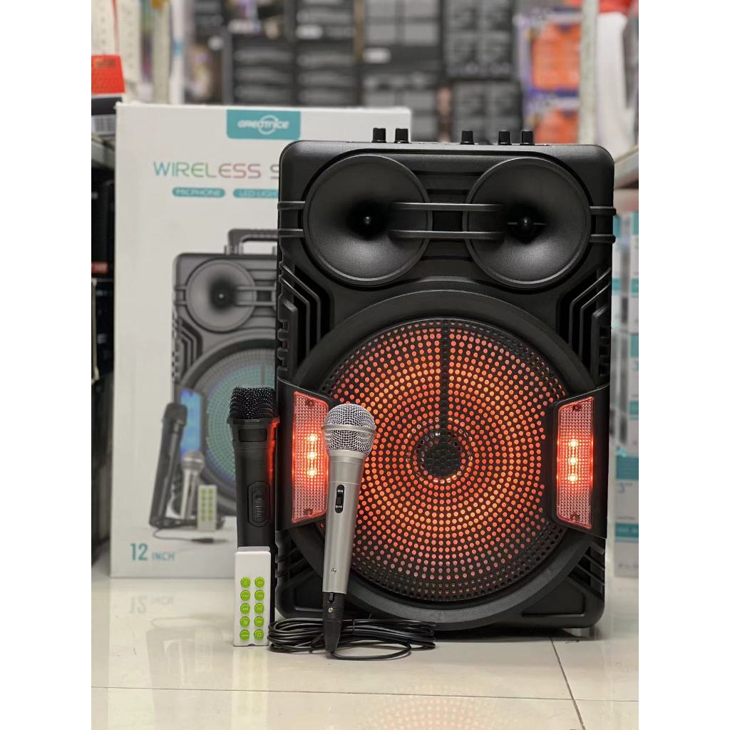 ลำโพงบลูทูธ รุ่น GTS-2069 ดอก12นิ้ว แถมไมค์ลอย/ไมค์สาย/รีโมท รองรับAUX TF USB ปรับเบสและแอคโค่ได้ สินค้าพร้อมส่ง จาก กทม