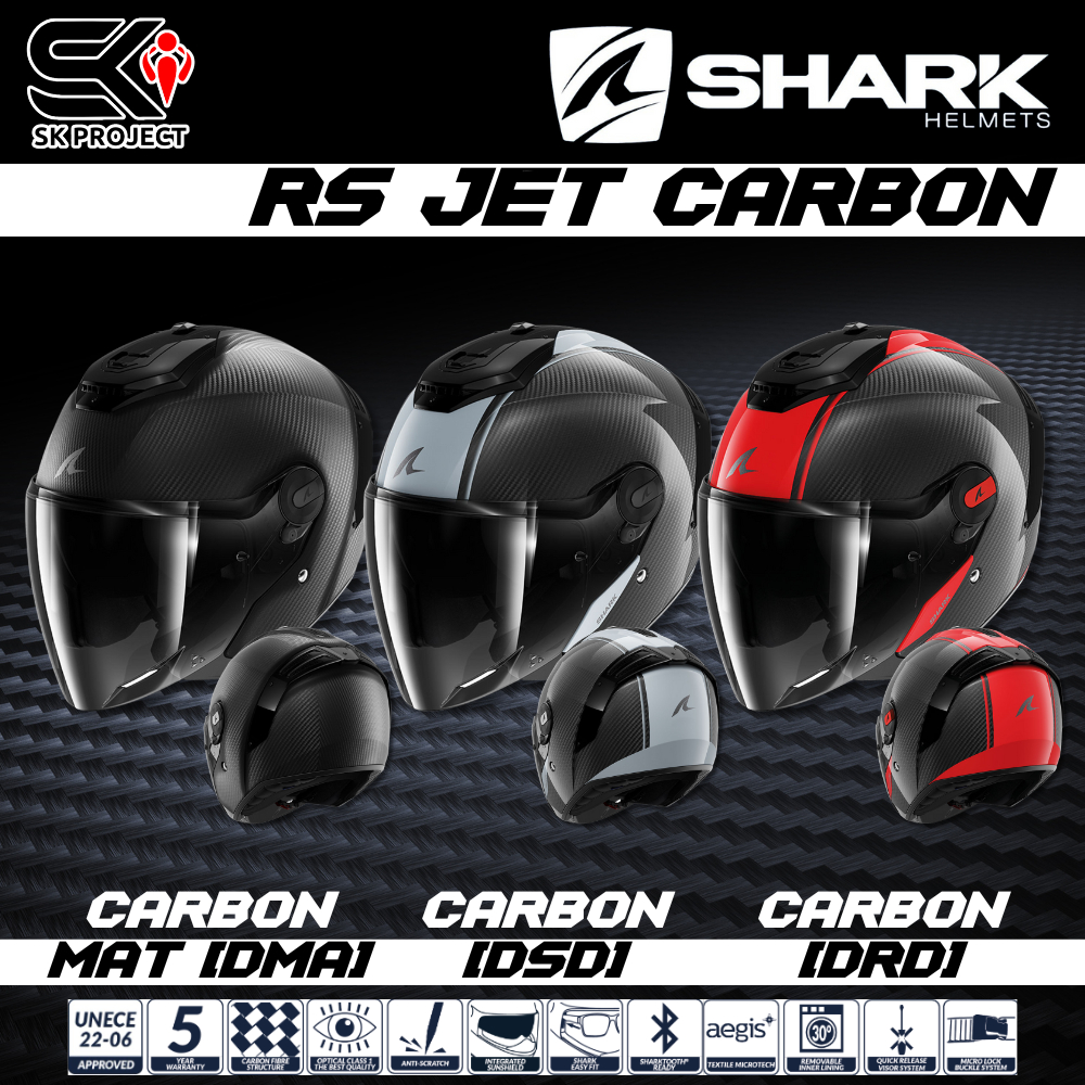 หมวกกันน็อคครึ่งใบคาร์บอน SHARK รุ่น RS JET ของแท้ ส่งไว!! 320sp.online