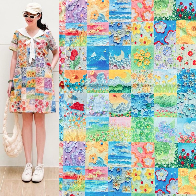 07 ผ้าปริ้นดิจิตอล ไหมอิตาลี หลา 145cmx90cm พริ้ว ลื่น ไม่ร้อน