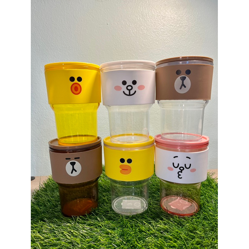Cafe Amazon แก้วอเมซอน LINE FRIENDS Tumbler แก้วพลาสติก อเมซอน ของแท้ (ใหม่ล่าสุด)