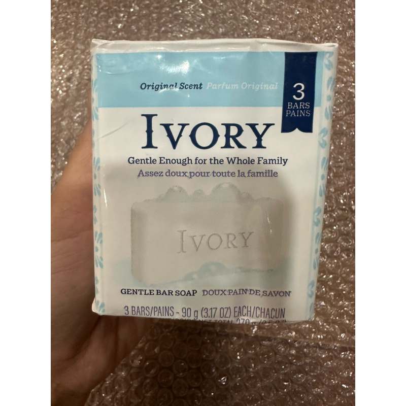 Ivory Gentle Bar Soap Doux Pain De Savon Original Scent 270 G. 3 Bars/Pains - 90 G.