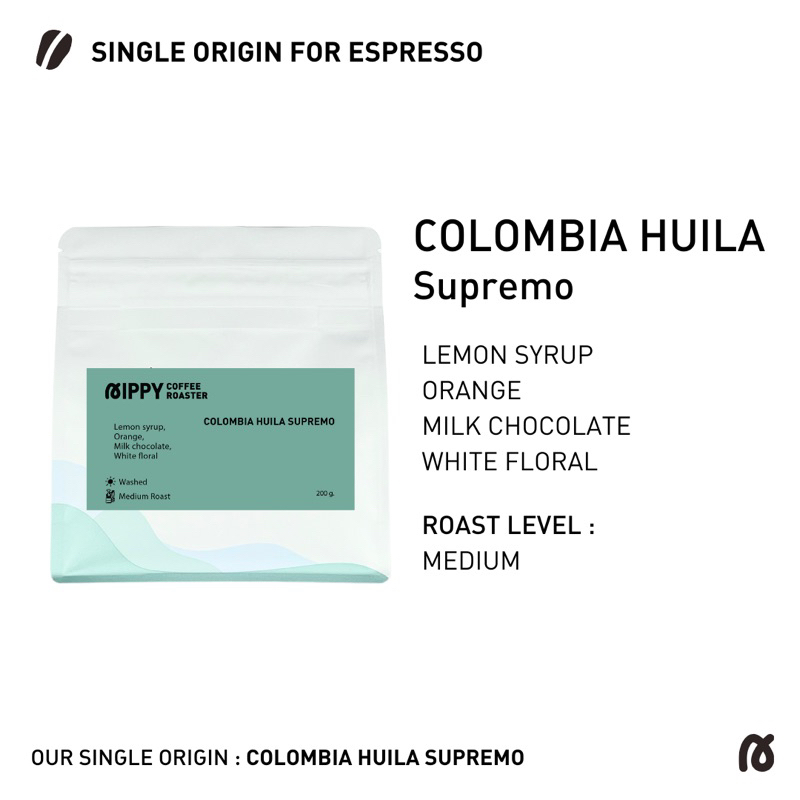 Nippy Coffee Roaster เมล็ดกาแฟคั่วกลาง Colombia Huila Supremo บาลานซ์ บอดี้ดี Complex
