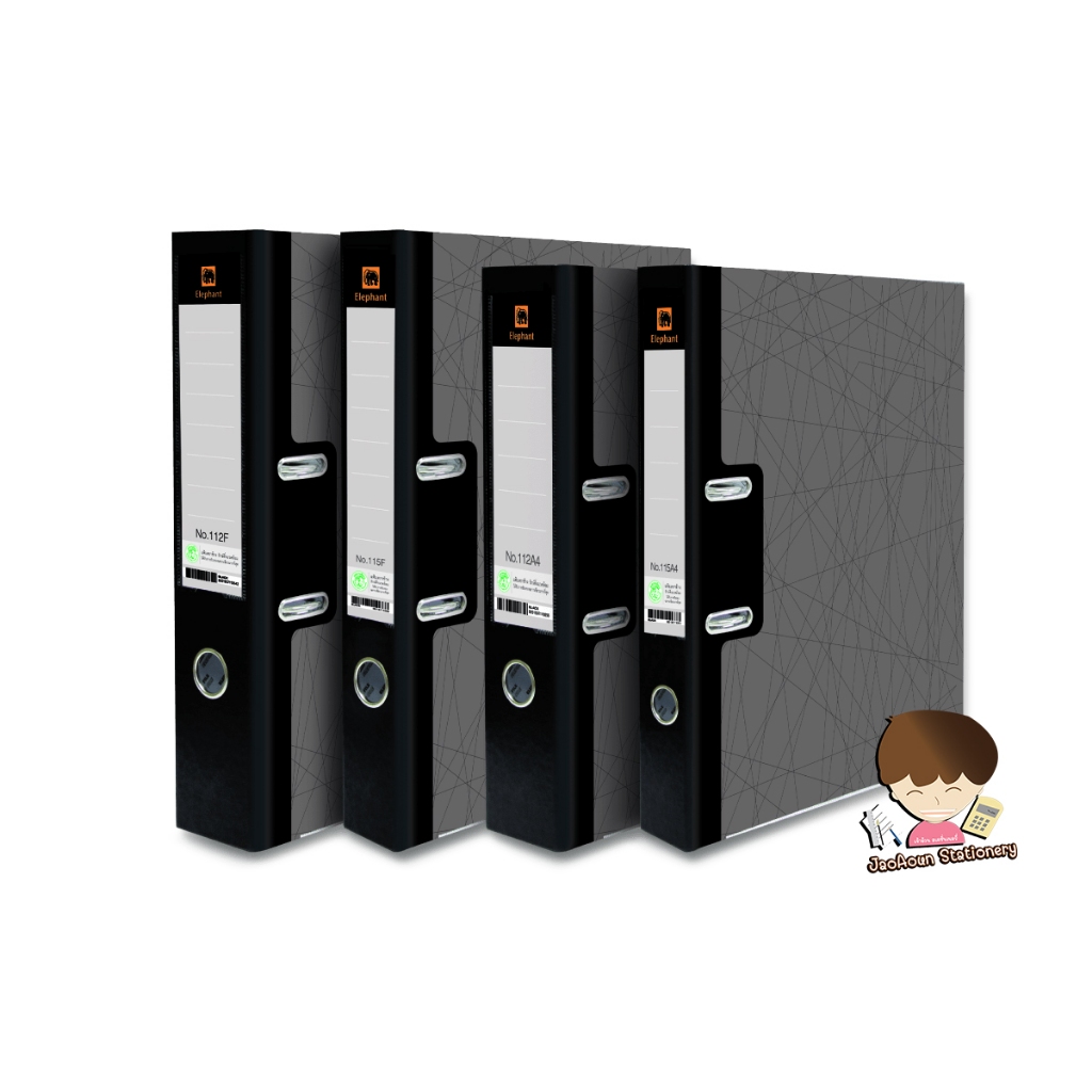 แฟ้มสันกว้าง 3 นิ้ว ตราช้าง 112  F,A4  สีดำ