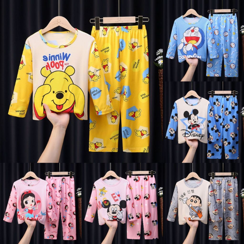 ชุดนอนเด็ก ชุดนอนแขนยาว ลายการ์ตูนน่ารัก พร้อมส่ง เนื้อผ้านิ่มใส่สบาย ราคาถูก ส่งจากไทย
