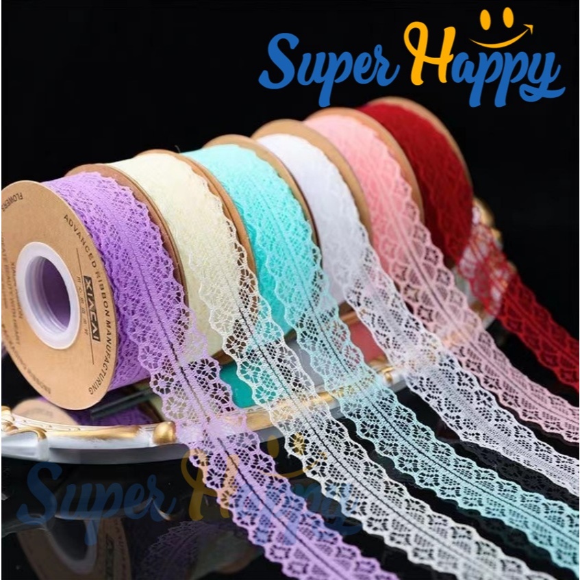 ริบบิ้นผ้าลูกไม้(ความยาว 5 หลา)ขนาด 30 มม. สำหรับจัดช่อดอกไม้ ห่อของขวัญ หรืองานDIYต่างๆ