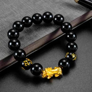 Pixiu สร้อยข้อมือ สร้อยข้อมืออาเกต สีดํา ยืดหยุ่น ข้ามพรมแดน ระเบิด ธรรมชาติ หิน ลูกปัด สร้อยข้อมือ สําหรับผู้ชาย