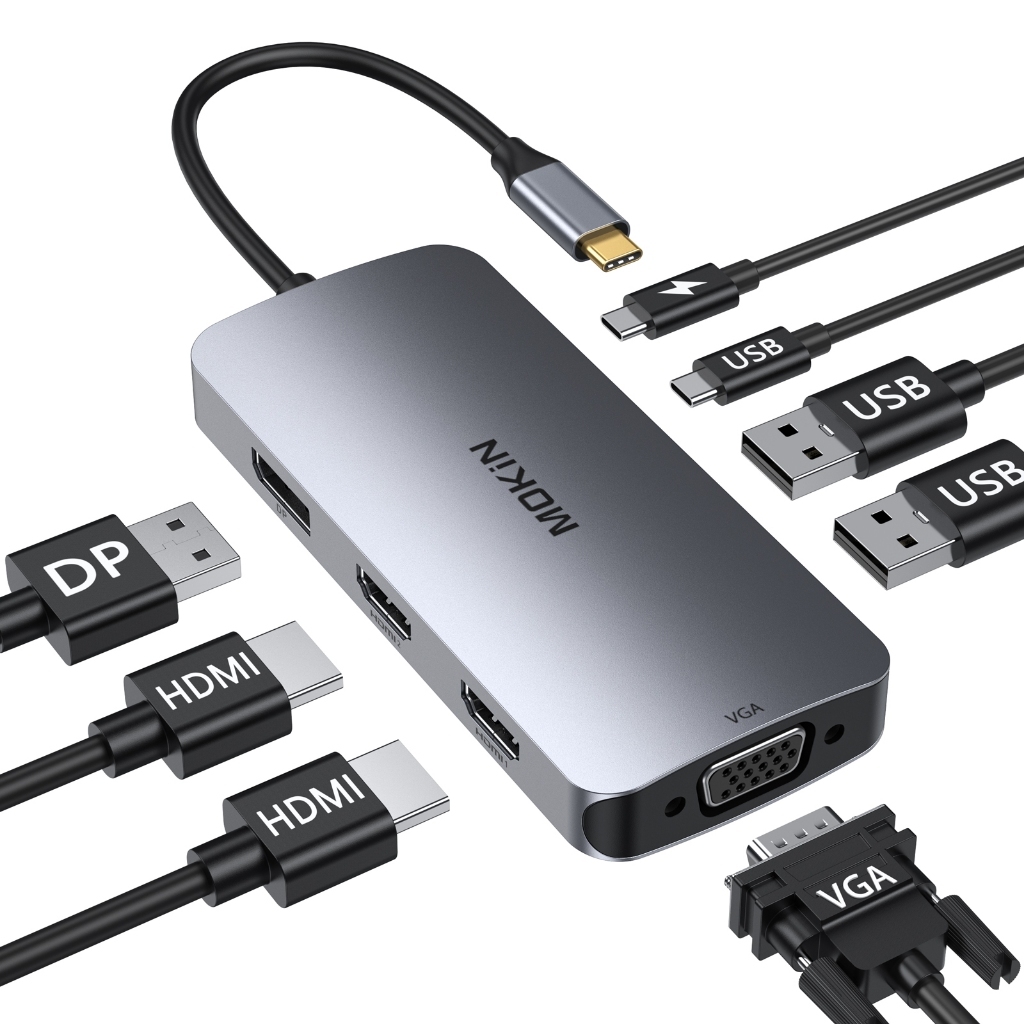 MOKiN MOUC0513 อะแดปเตอร์ฮับ 8 IN 1 Laptop Docking Station Dual Monitor