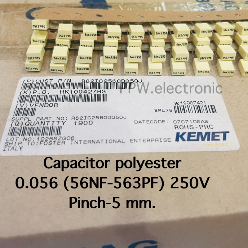 ชุด10ตัว Capacitor 0.056UF 250V pinch 5 mm. 56NF 563PF ตัวเก็บประจุไฟฟ้า ขอใหม่แท้ mead in Italy คาป