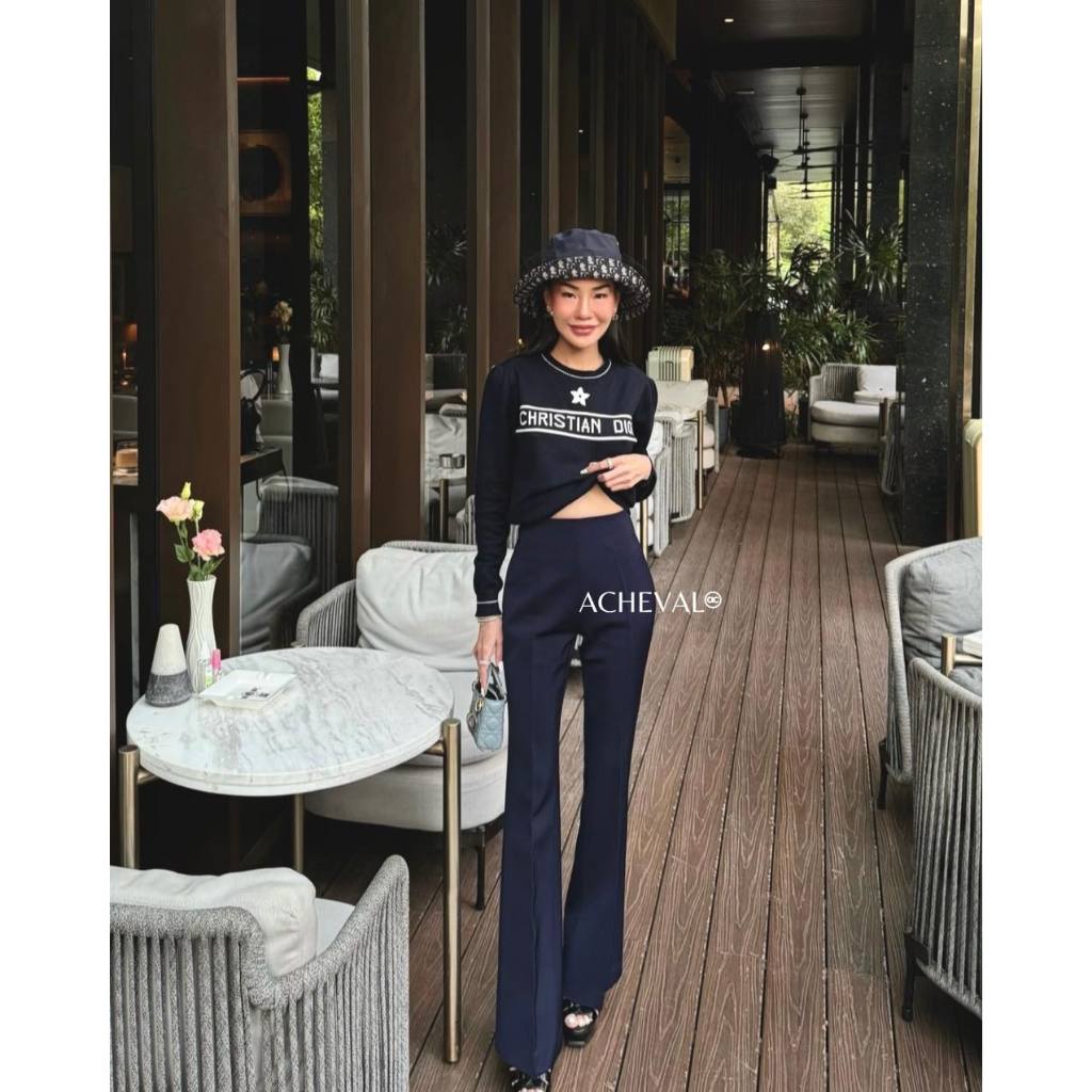 ACHEVAL "Blanc Navy" กางเกงขาม้า สีกรม