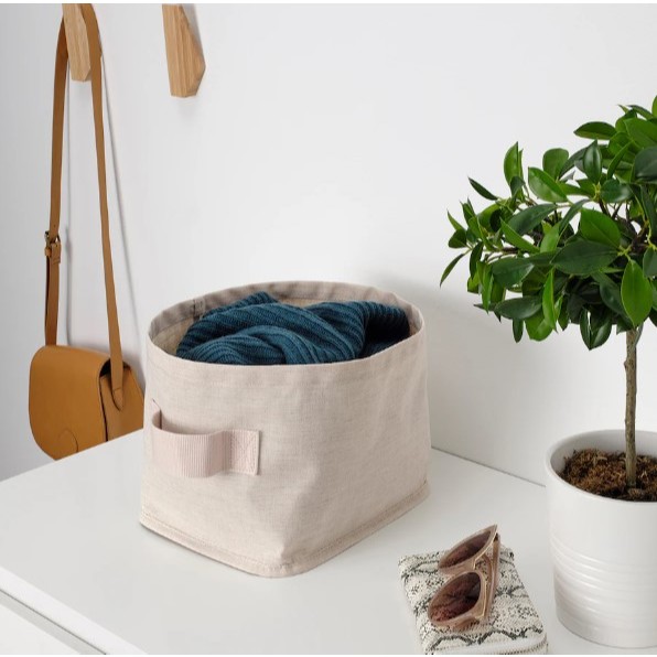 ถุงตะกร้าใส่ของแบบผ้า สีเบจ IKEA PURRPINGLA เพอร์พิงกลา ขนาด 25x20x20 ซม..