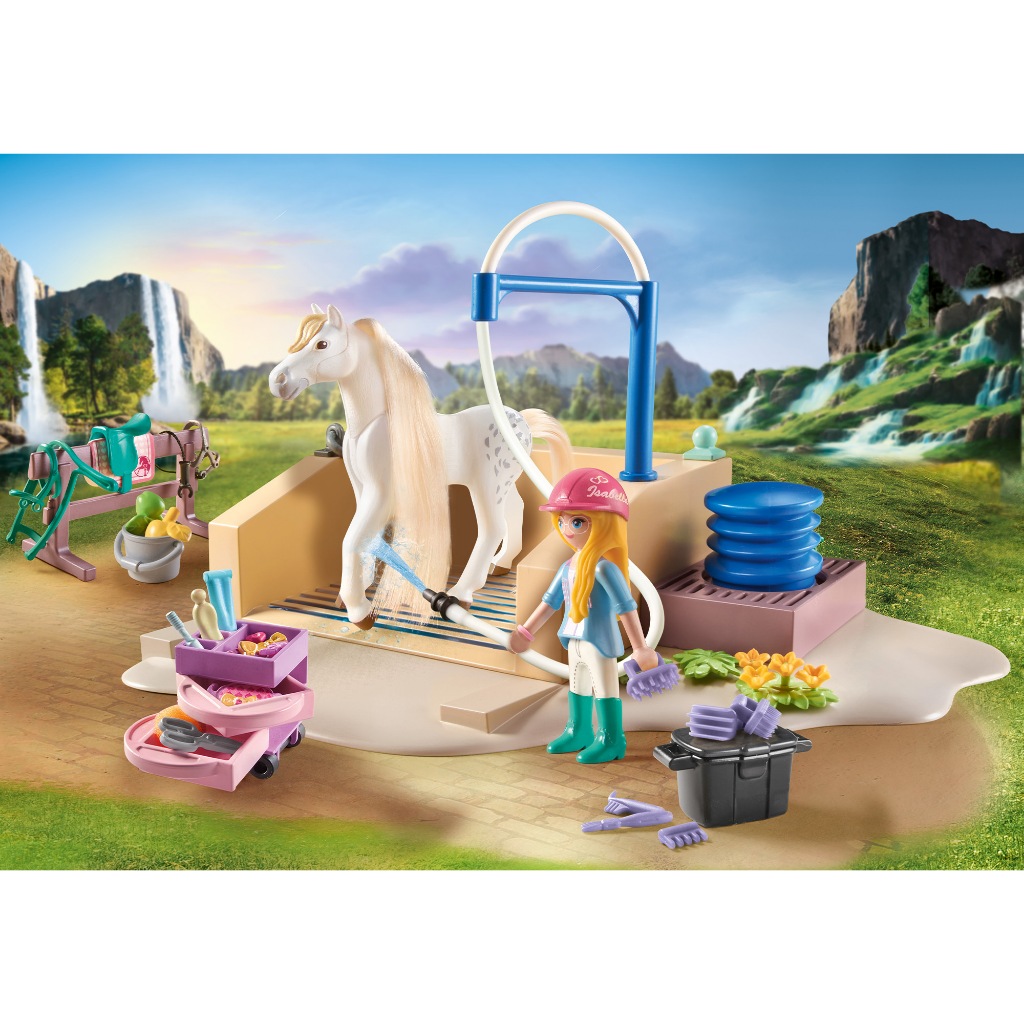 Playmobil 71354 Washing Station แอคชั่นฟิกเกอร์ ม้าแห่งวอเตอร์ฟอลล์ คอกอาบน้ำม้ากับอิซาเบลลาและไลออน