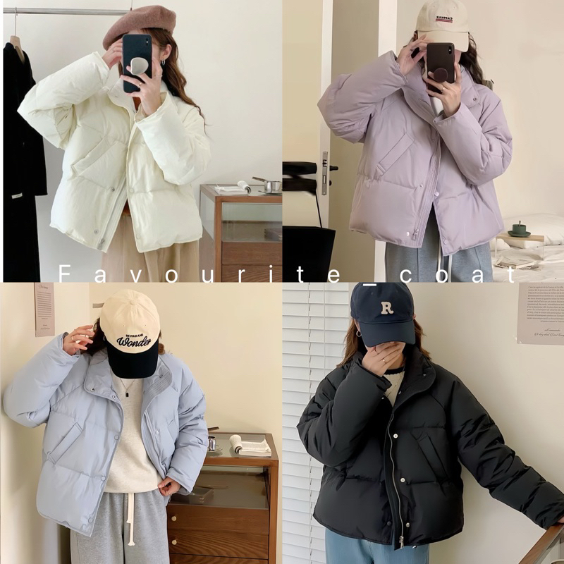 พร้อมส่ง เสื้อโค้ทกันหนาวสีพาสเทล มีกระเป๋าข้าง แมตช์ง่าย