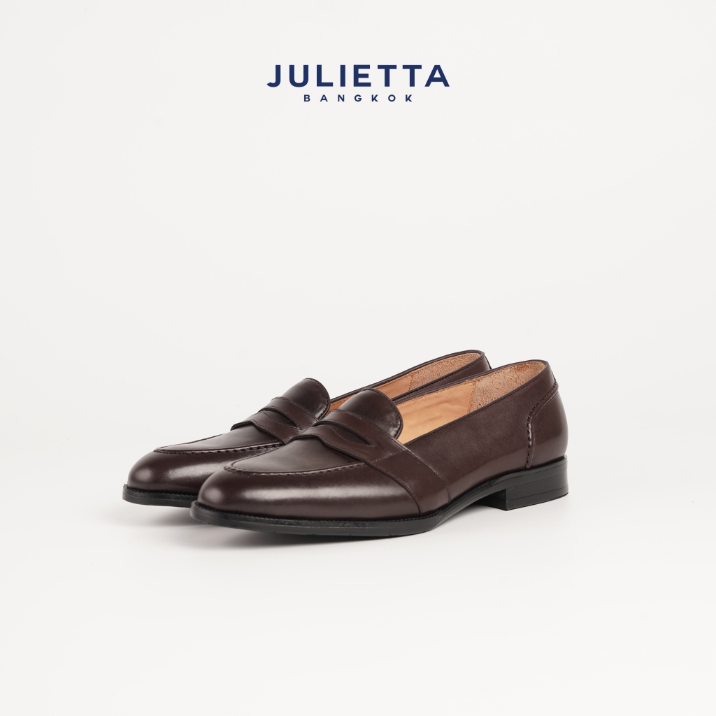 JULIETTA – MONTE Full Strap Penny Loafer Calfskin : Brown