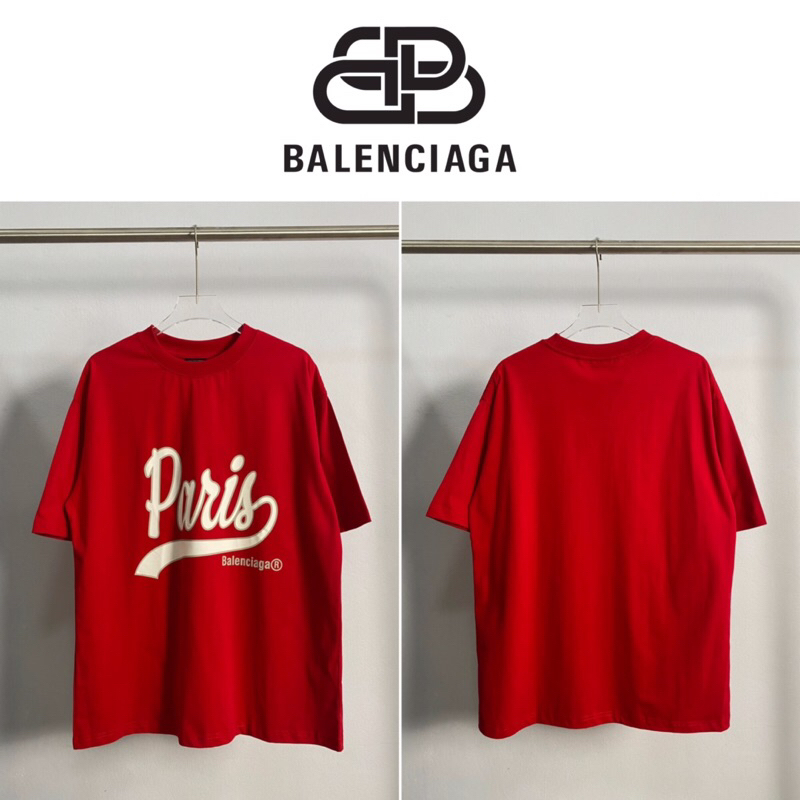 เสื้อยืดแขนสั้น BALENCIAGA ENJOY PARIS T-SHIRT OVERSIZED IN FADED TEE (สีแดง)