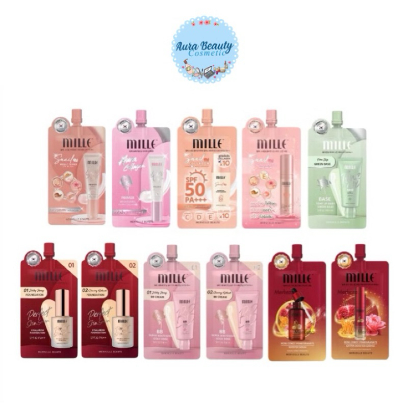 🔹 (6ซอง/กล่อง) Mille Tone Up Base/BB Crem /Foundation/Primer มิลเล่ โทนอัพ เบส/ บีบี ครีม/ ฟาวเดชั่น