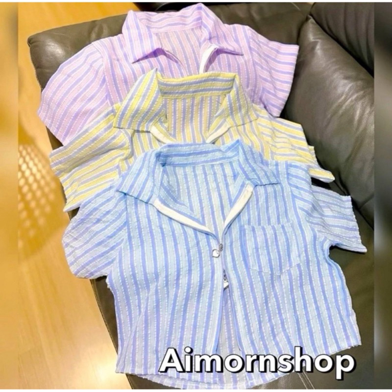 🔥aimorn_shop🔥เสื้อเชิ้ตซิปหน้า รูดได้ 2 ด้าน ทรงสวยมี ผ้าใส่สบาย มีกระเป๋าหน้าใช้งานได้จริง
