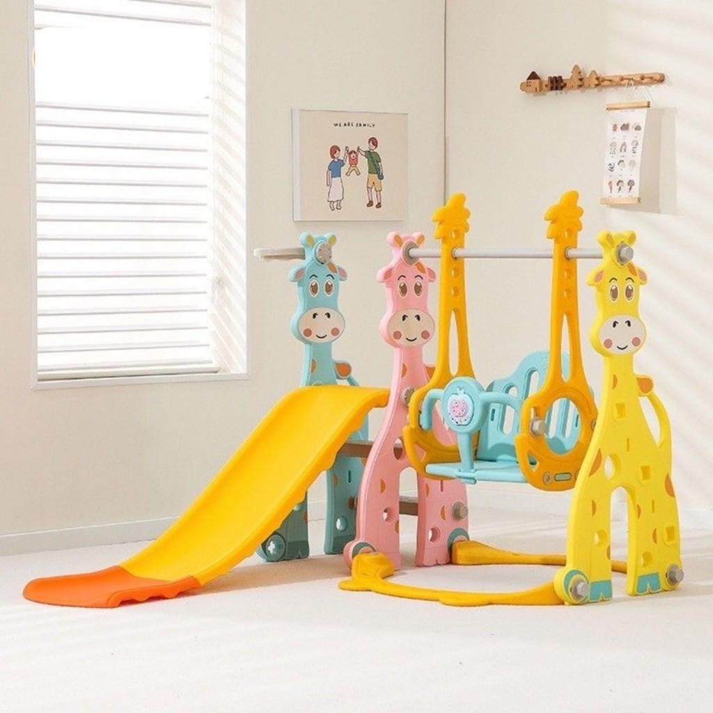 NP TOYS สไลเดอร์เด็กมีชิงช้า สไลเดอร์เด็ก มีชิงช้า + แป้นแป้นบาส + ลูกบอล + ดนตรี NP.6090