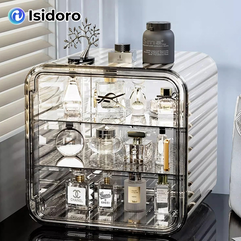 Isidoro กล่องเก็บเครื่องสำอางอะคริลิคแบบใส กล่องน้ำหอมกันฝุ่น กล่องเก็บSkin Care กล่องเก็บผลิตภัณฑ์บนโต๊ะเครื่องแป้ง