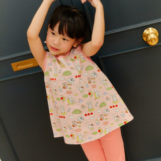 e'clat เสื้อเด็กผู้หญิง 1-6ปี เสื้อเเขนกุด ผ้าพิมพ์ลาย กระดุ…