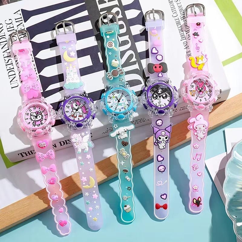 L081 นาฬิกาเด็ก มีไฟกระพริบ ลายน่ารัก พร้อมส่งจากไทย