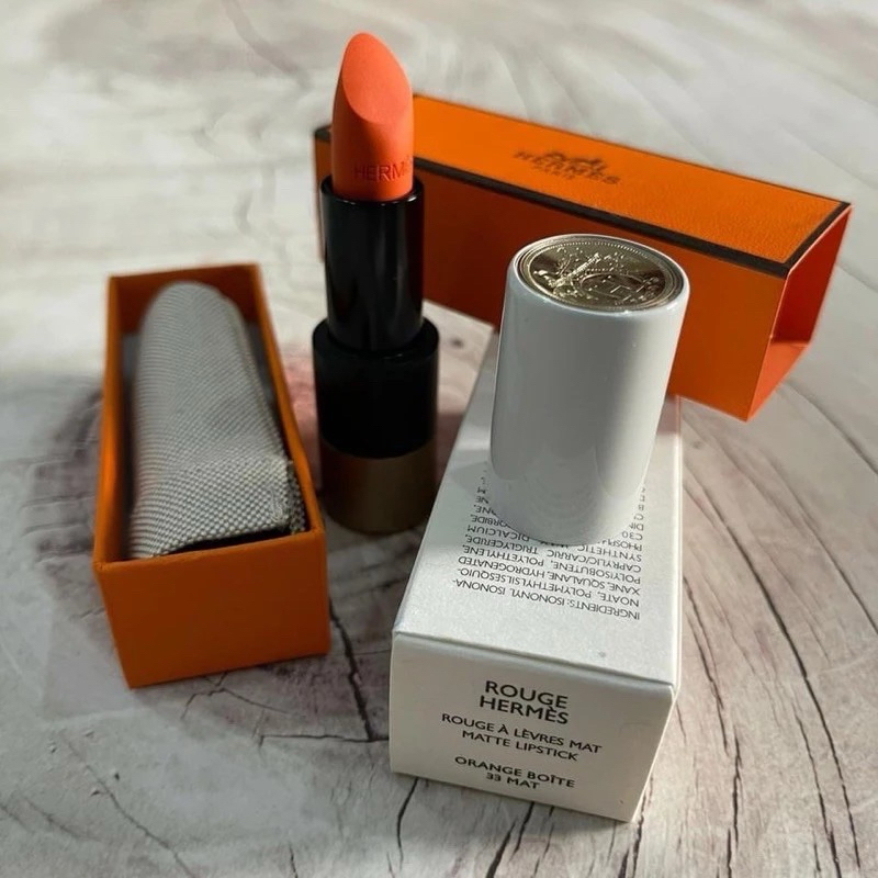 HERMES. Rouge Hermes Matte Lipstick สี 33 Orange Boite
