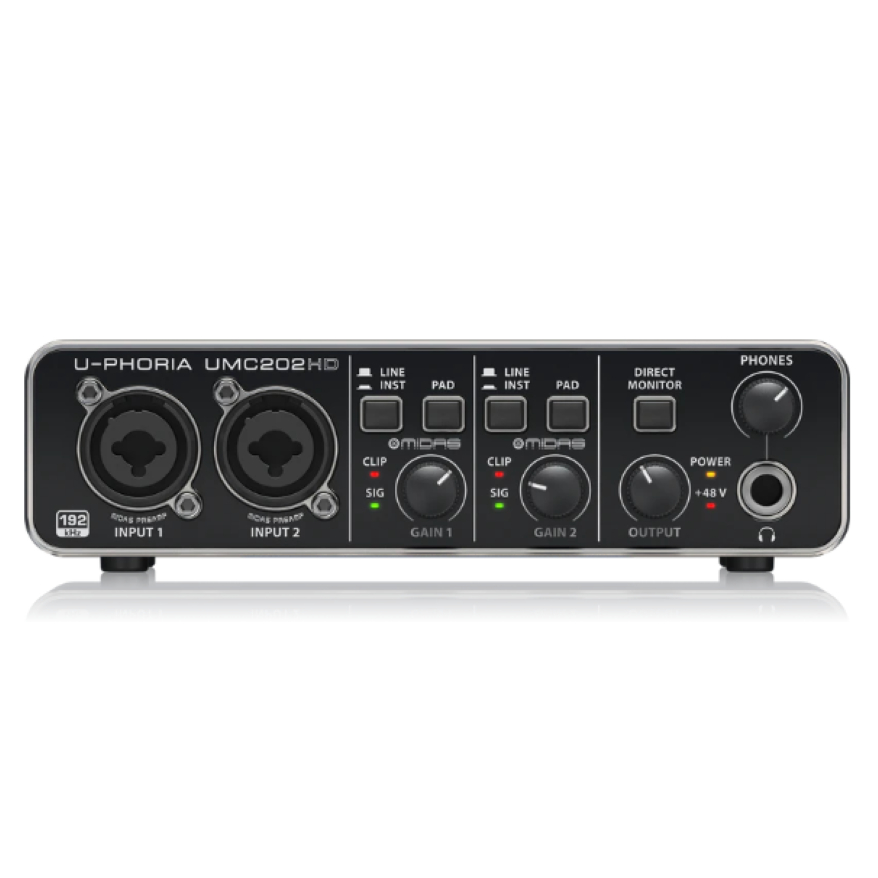 Behringer U-PHORIA UMC202HD USB ออดิโออินเตอร์เฟซ 2x2 24-Bitไมค์พรีแอมป์ MIDASอุปกรณ์บันทึกเสียง ของ
