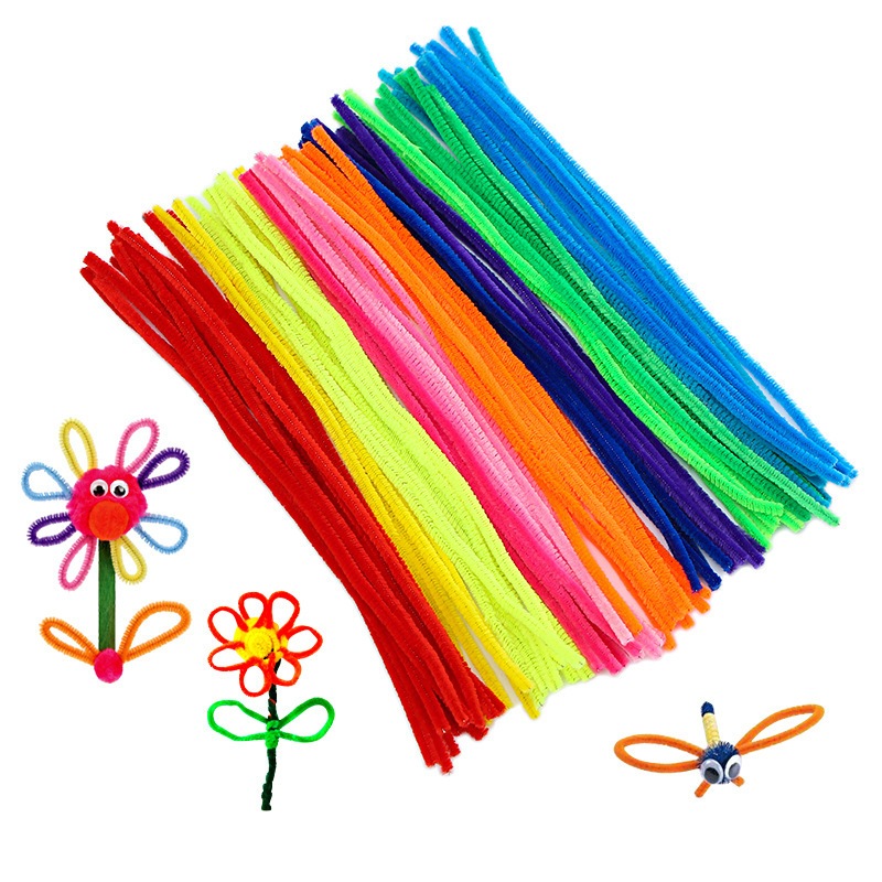 ลวดกำมะหยี่ DIY 100 เส้น คละสี ยาว 30 cm. สีเข้ม สีสด สีพาสเทล ขนฟู นุ่ม ดัดง่าย ทำดอกไม้ งานฝีมือ งานประดิษฐ์