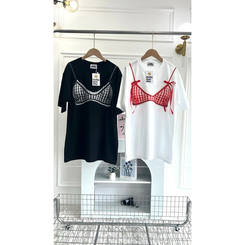 เสื้อยืด oversize ผ้าหนาหนุ่ม cotton พรีเมี่ยม อก44นิ้วยาว28-28นิ้ว งานแต่โบว์จริงแบบเข็มกลัด