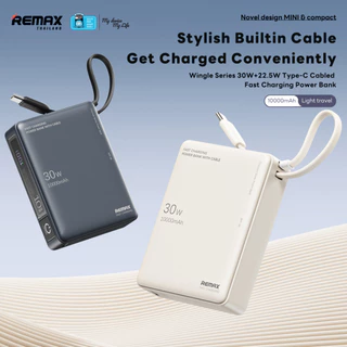 【 New CCC Certified 】 Remax Power Bank 10000mAh (RPP-86) - แบตสำรอง มีสายในตัว USB และ Type-C ชาร์จไว ขนาดกะทัดรัด