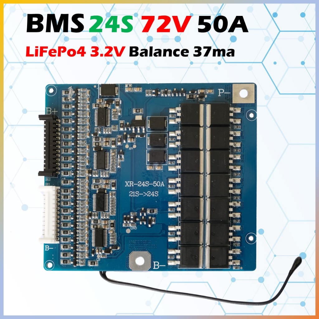 BMS 24S 50A ระบบ 72V สำหรับ Lifepo4 3.2V BMS แบตเตอรี่จักรยานไฟฟ้า สกุตเตอร์ไฟฟ้า สามล้อไฟฟ้า