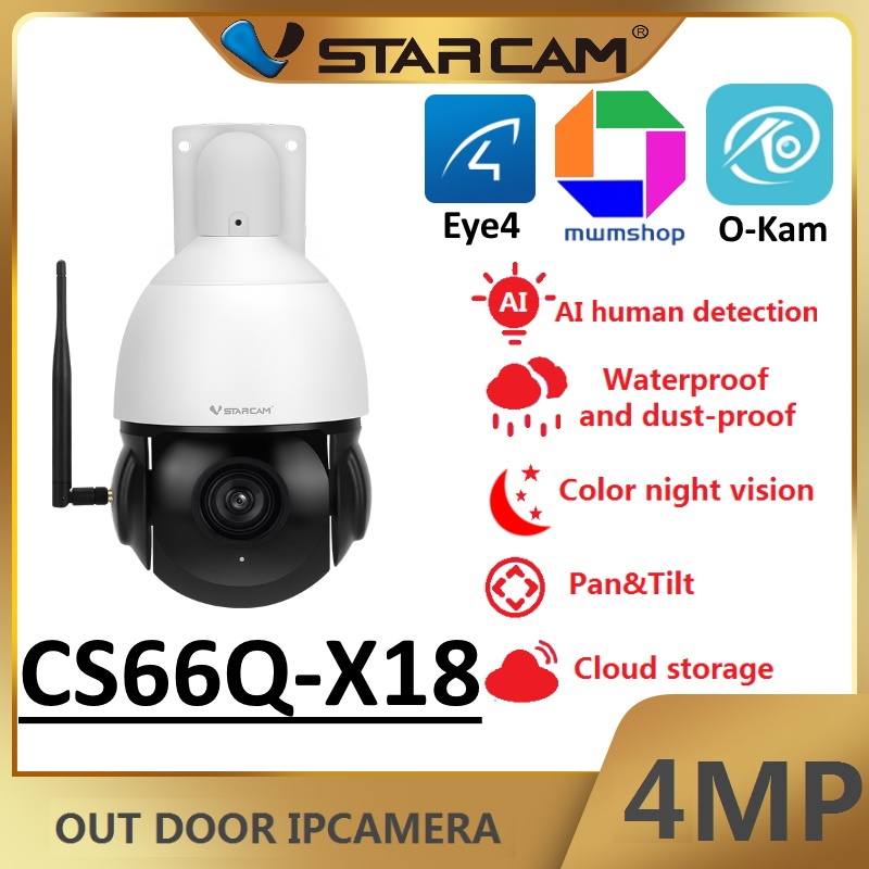 Vstarcam CS66Q-X18（ ซูม18เท่า ）กล้องวงจรปิดไร้สาย ความละเอียด 4MP(1440P) กล้องนอกบ้าน Outdoor Wifi C