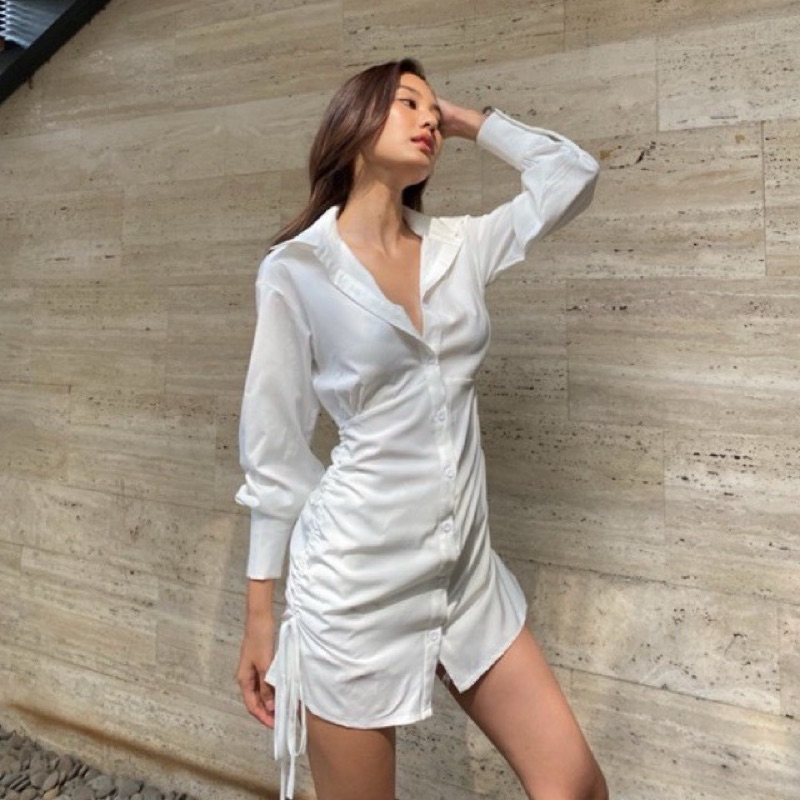 ส่งต่อ เดรสเชิ้ตแขนยาวสีขาว hotter_official size L new