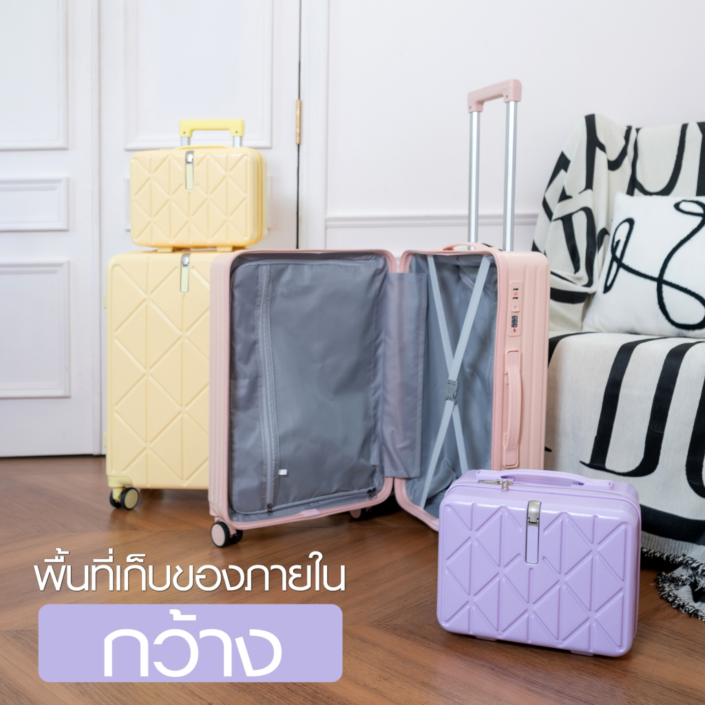 กระเป๋าเดินทางล้อลาก เฟรมซิป สีสันสุดคิ้วท์ วัสดุ ABS ผสม PC มีตะขอหน้าห้อยสัมภาระ BF11